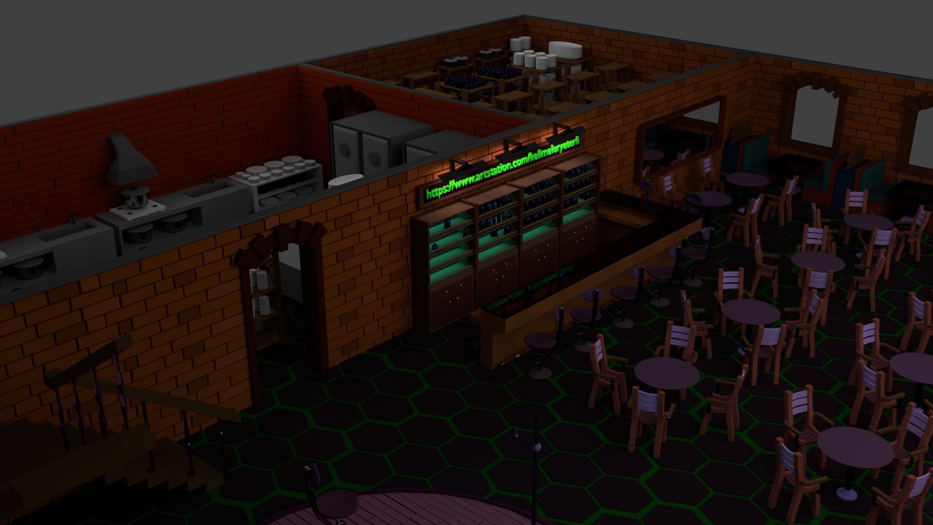 Restaurant Bar Kitchen Stage Storage SET Low-poly 3D model_6