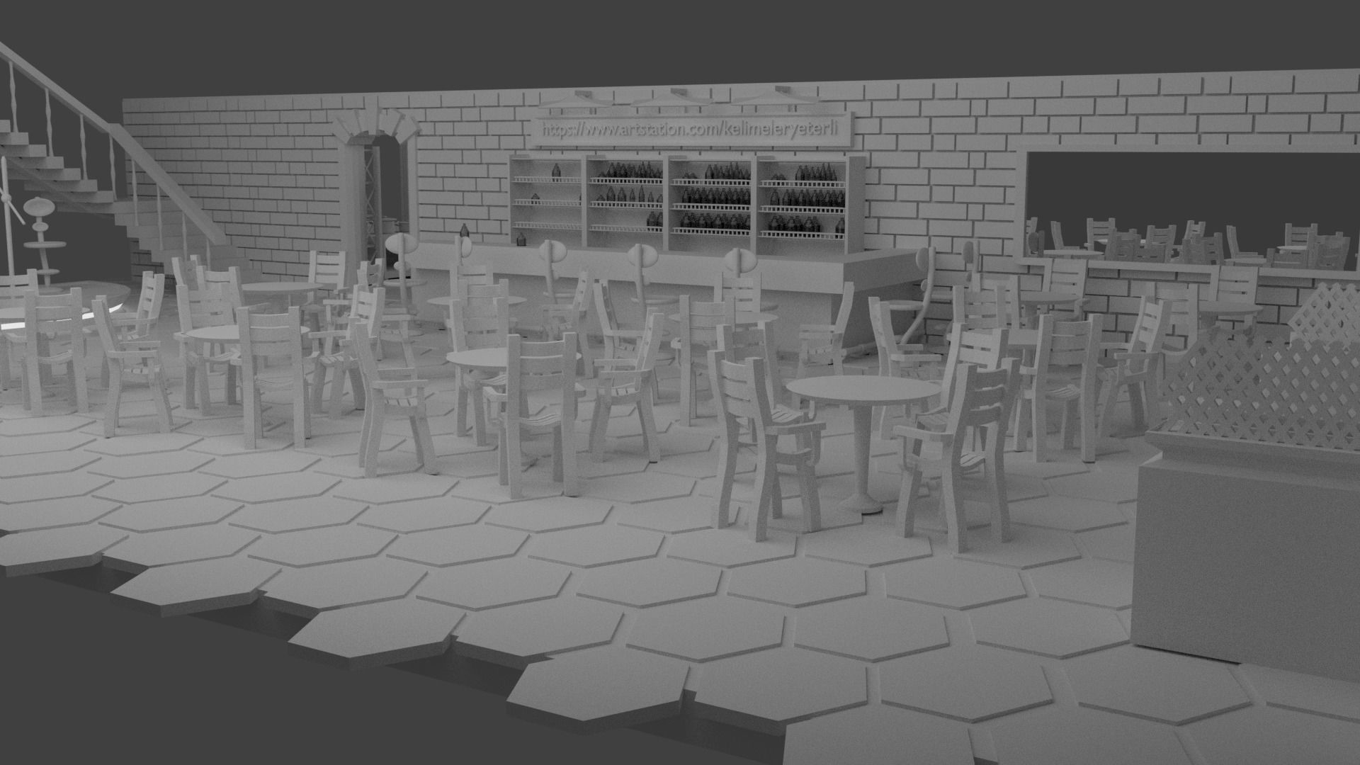 Restaurant Bar Kitchen Stage Storage SET Low-poly 3D model_5
