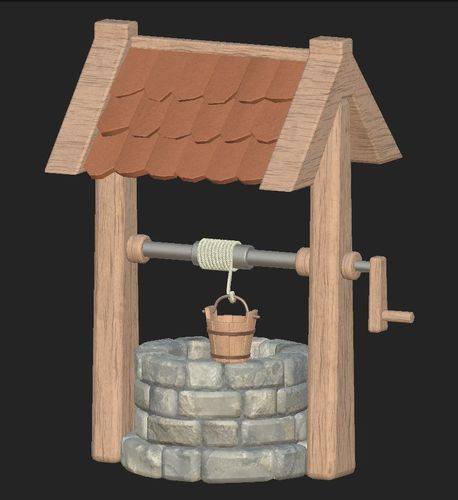 Cartoon stone well 3D model