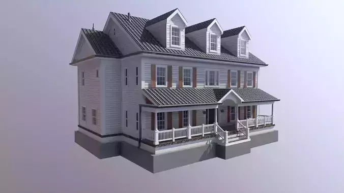 Modern Suburban House 3 Low-poly 3D model