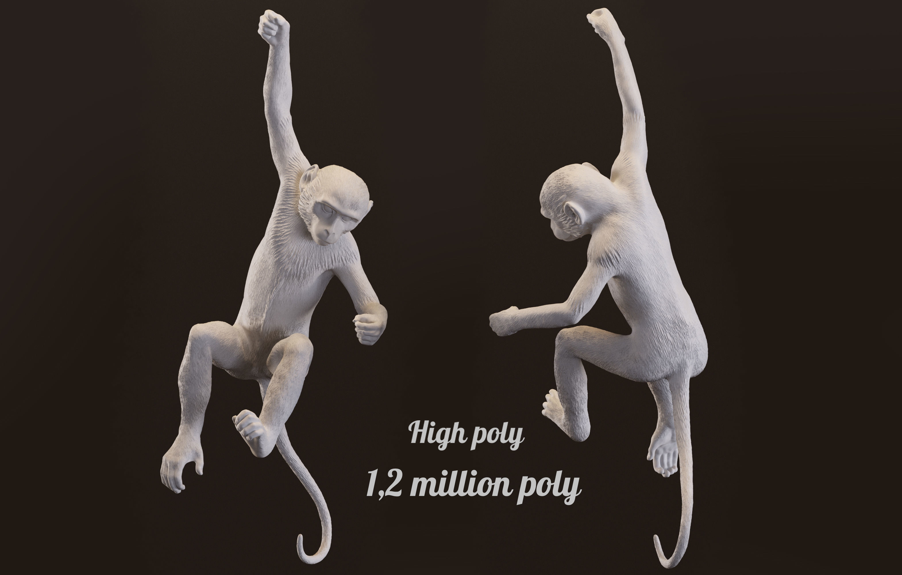 The Monkey Lamp Ceiling  Version by Seletti Low-poly 3D model_6