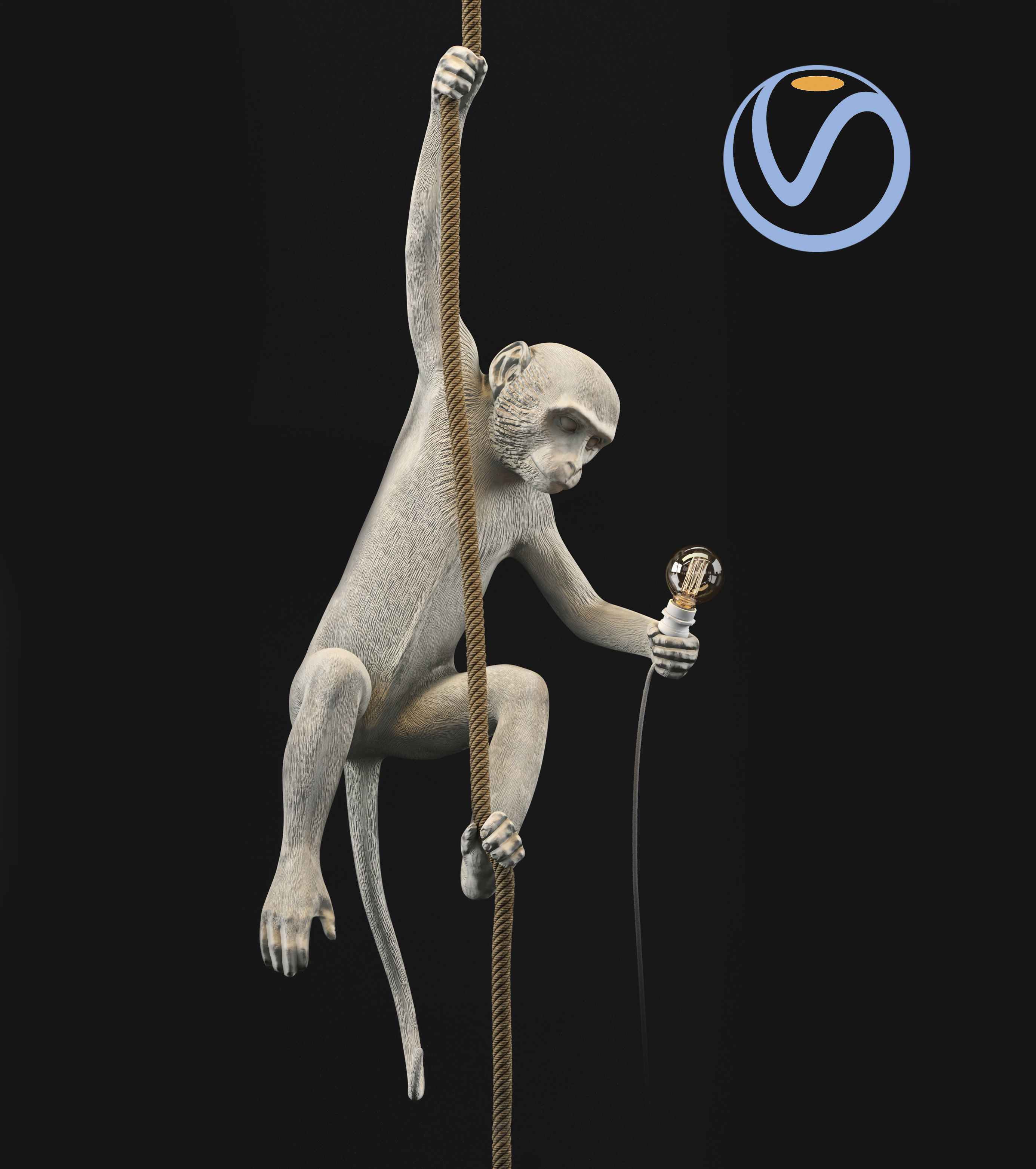 The Monkey Lamp Ceiling  Version by Seletti Low-poly 3D model_2