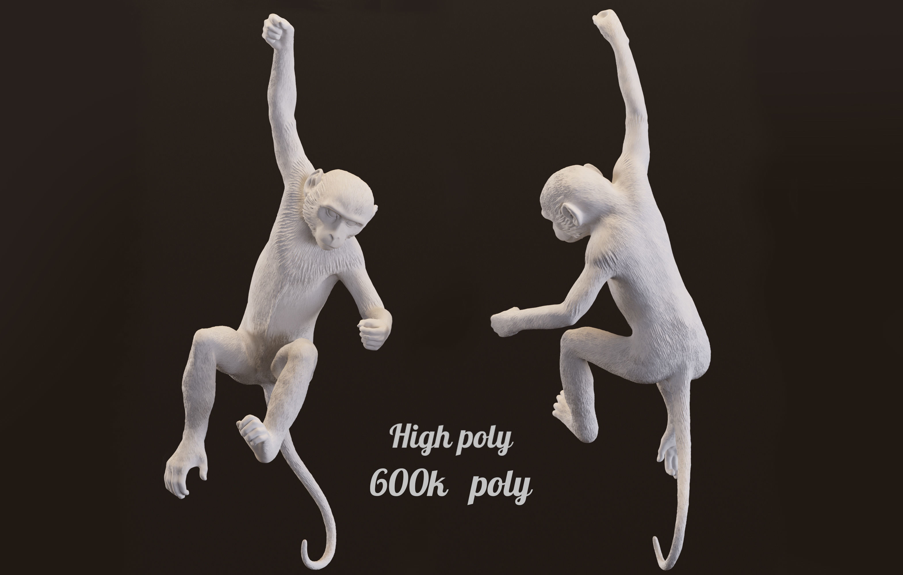 The Monkey Lamp Ceiling  Version by Seletti Low-poly 3D model_9