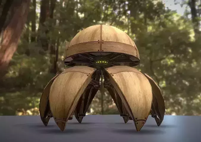 Hydraulic Sphere Bot - Forest Version Low-poly 3D model
