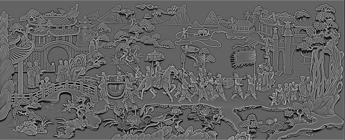 Mural landscape wood carving file stl OBJ and ZTL for CNC 3D print model_6