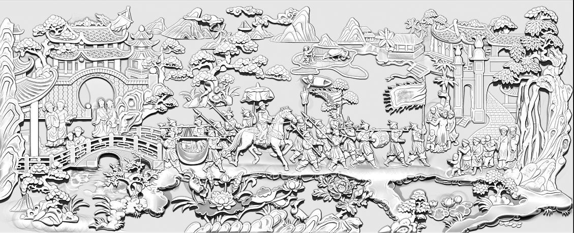 Mural landscape wood carving file stl OBJ and ZTL for CNC 3D print model_3