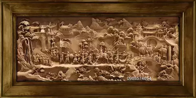 Mural landscape wood carving file stl OBJ and ZTL for CNC 3D print model