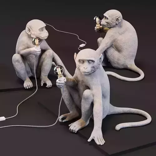 The Monkey Lamp Sitting Version Low-poly 3D model