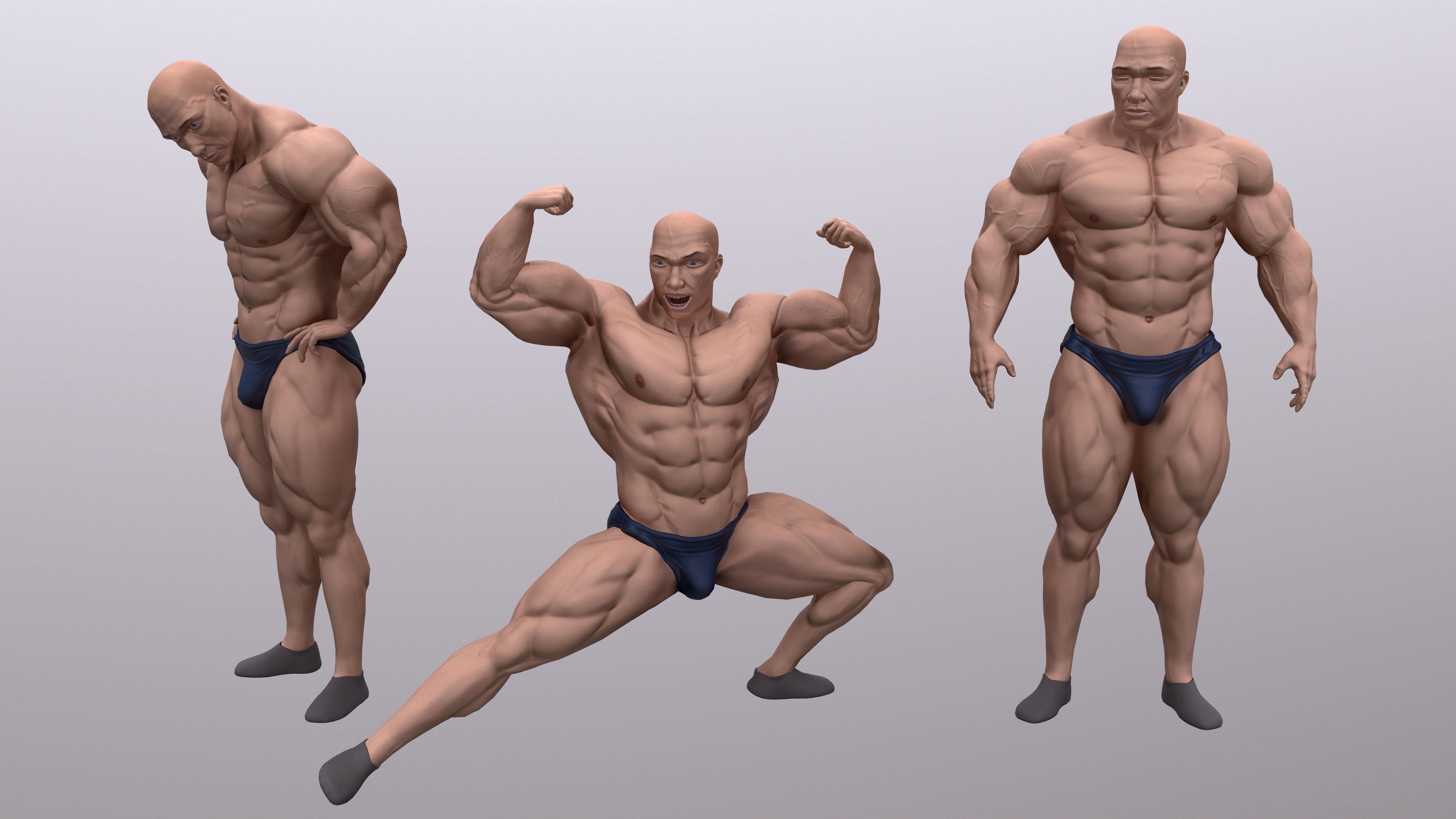 strong male Low-poly 3D model_2