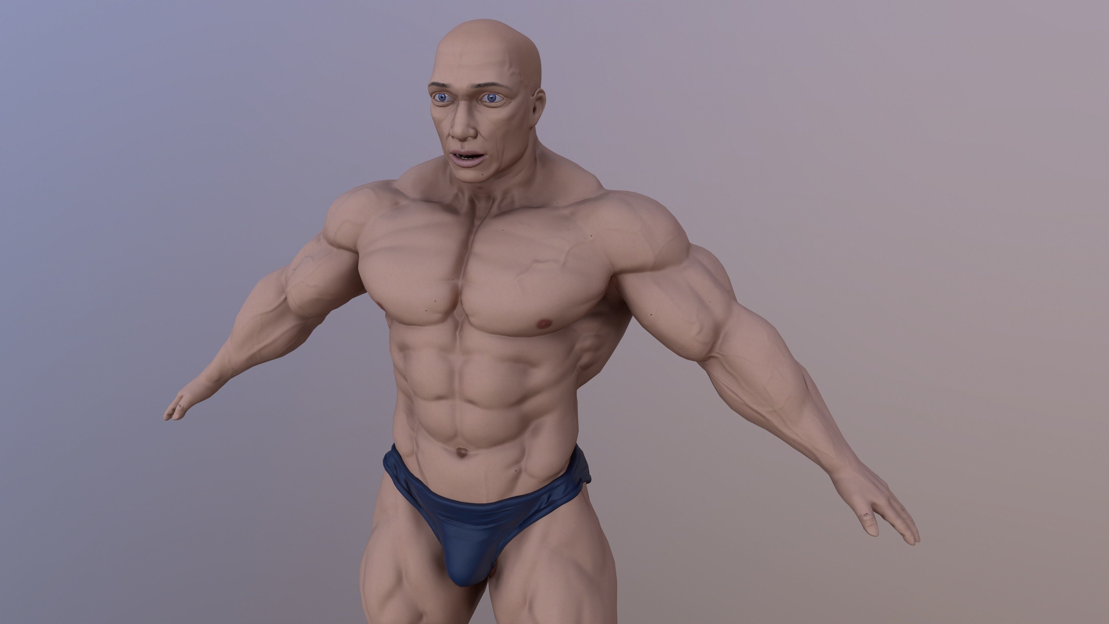 strong male Low-poly 3D model_1