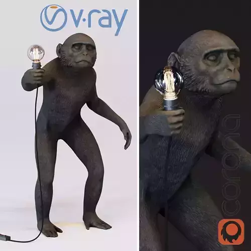 The Monkey Lamp Standing Version Low-poly 3D model