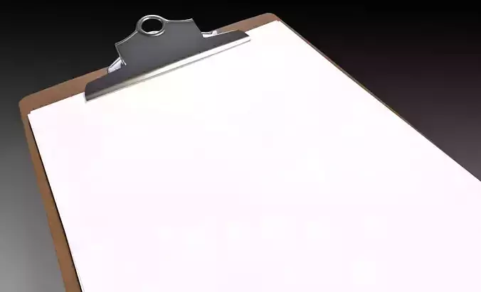 classic clipboard with paper 3D model