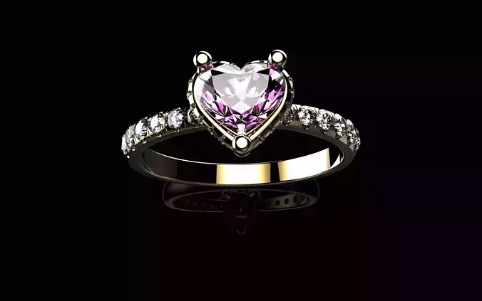 Heart Shape Natural Pink Sapphire and Diamond Halo Ring