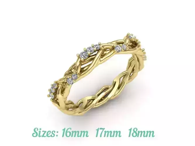 Unique Tree Branch Band-Ring Floral design 3D print model