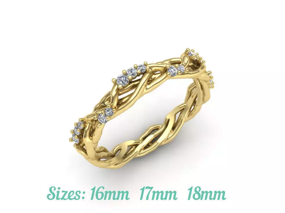 Unique Tree Branch Band-Ring Floral design 3D print model_0