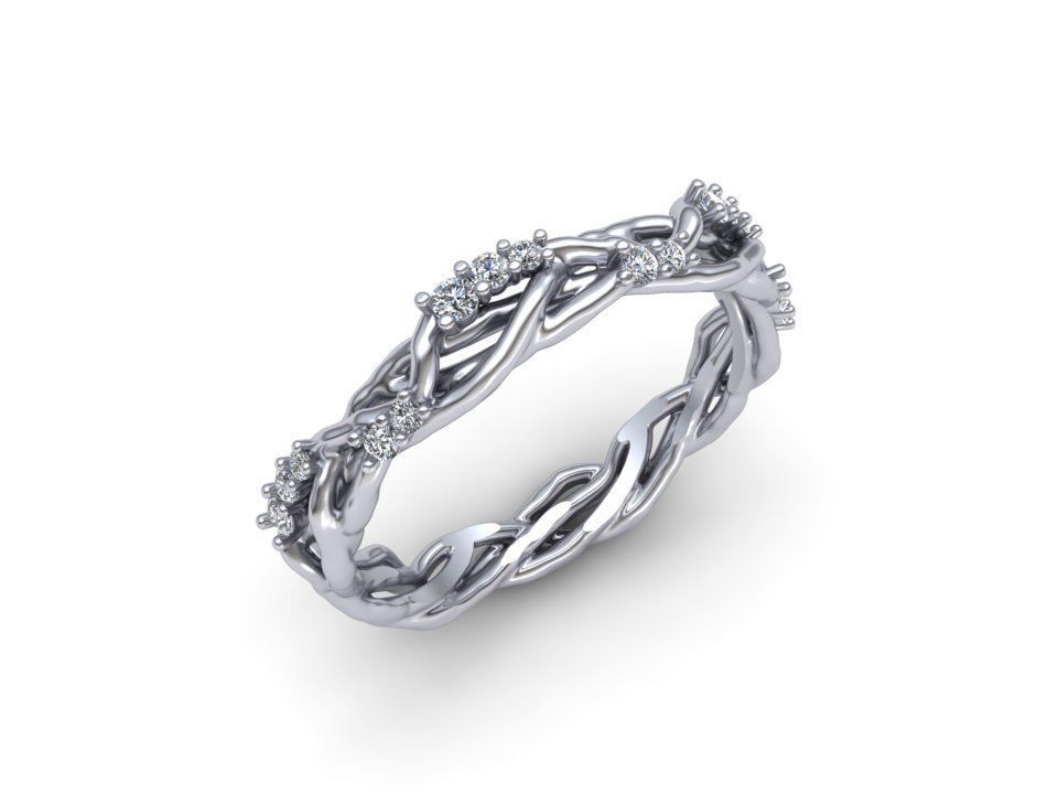 Unique Tree Branch Band-Ring Floral design 3D print model_2