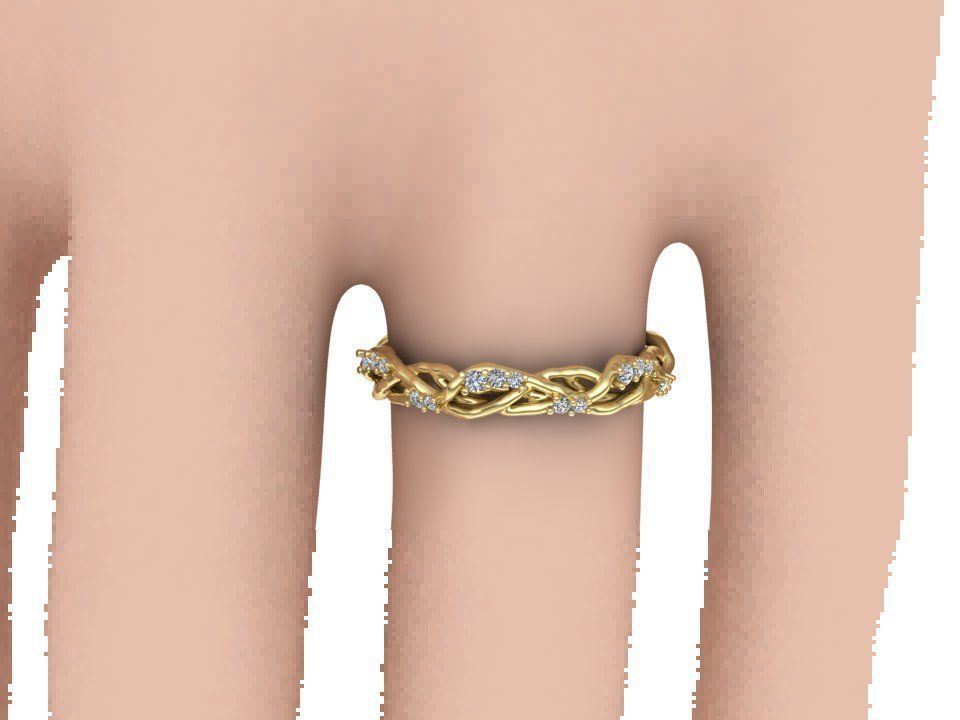 Unique Tree Branch Band-Ring Floral design 3D print model_7