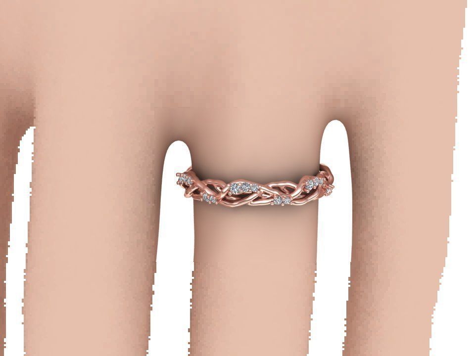 Unique Tree Branch Band-Ring Floral design 3D print model_8