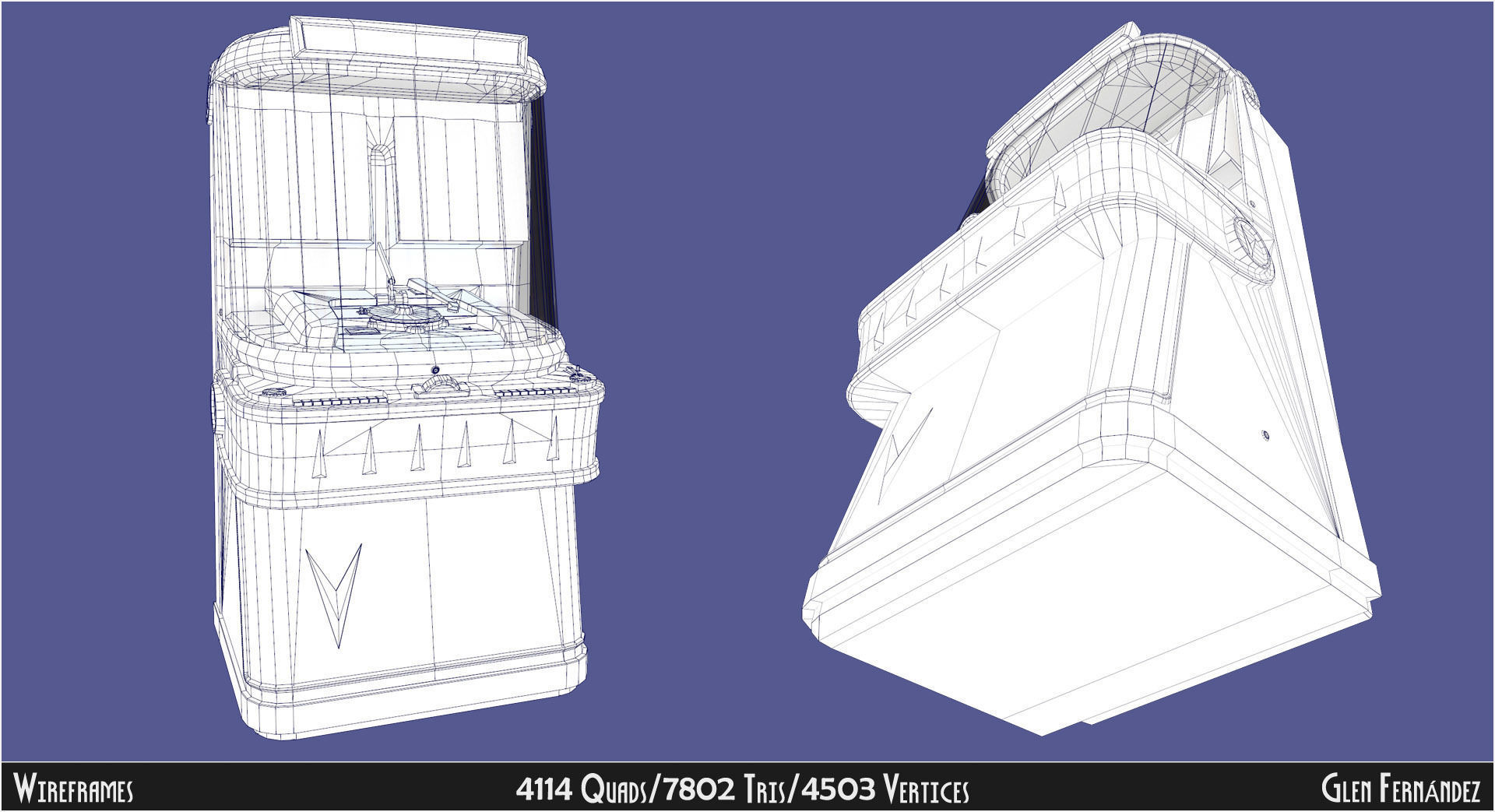 Antique vintage retro music Jukebox or Rockola Low-poly 3D model_6