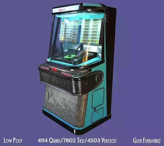 Antique vintage retro music Jukebox or Rockola Low-poly 3D model