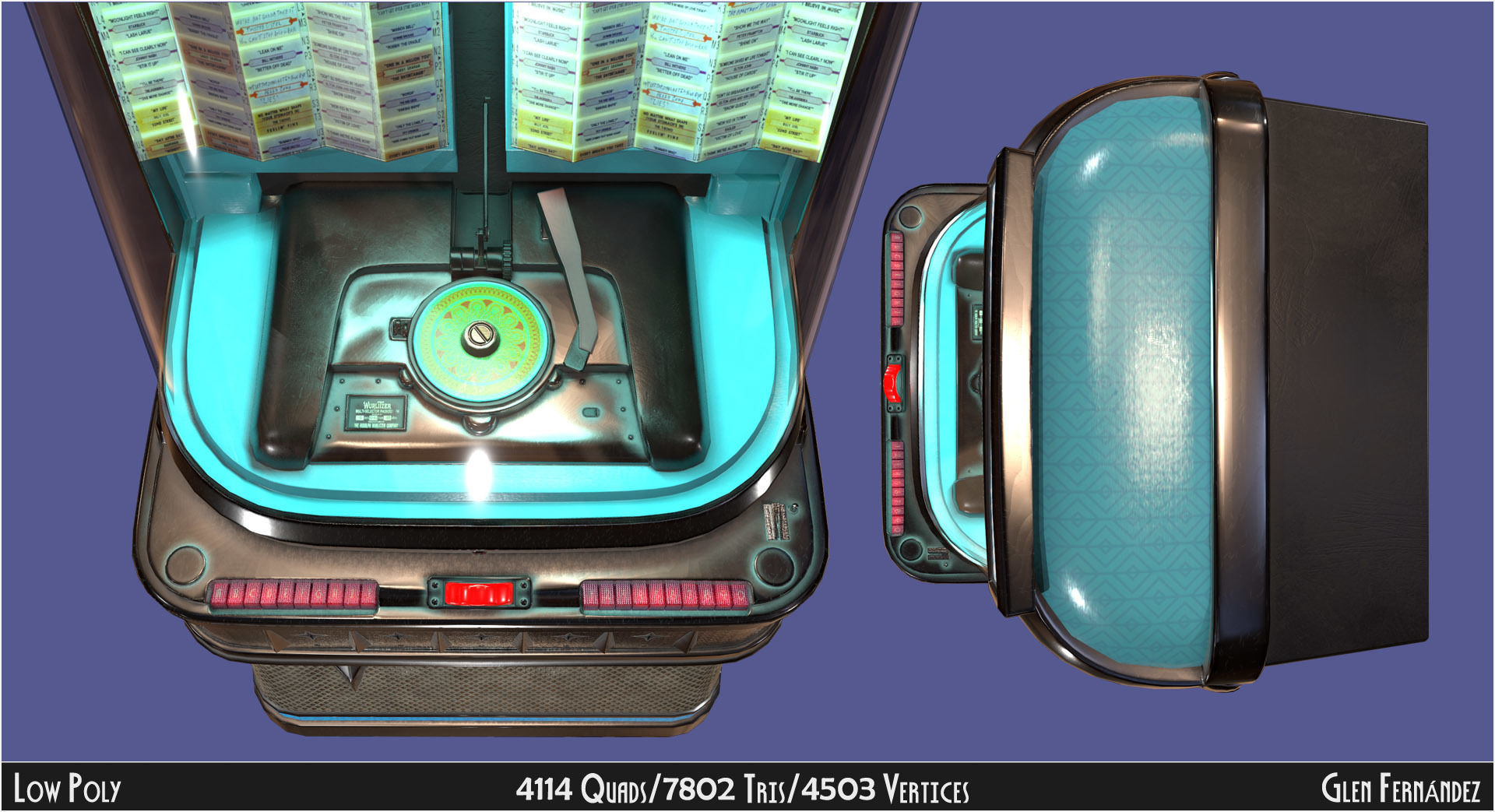 Antique vintage retro music Jukebox or Rockola Low-poly 3D model_4