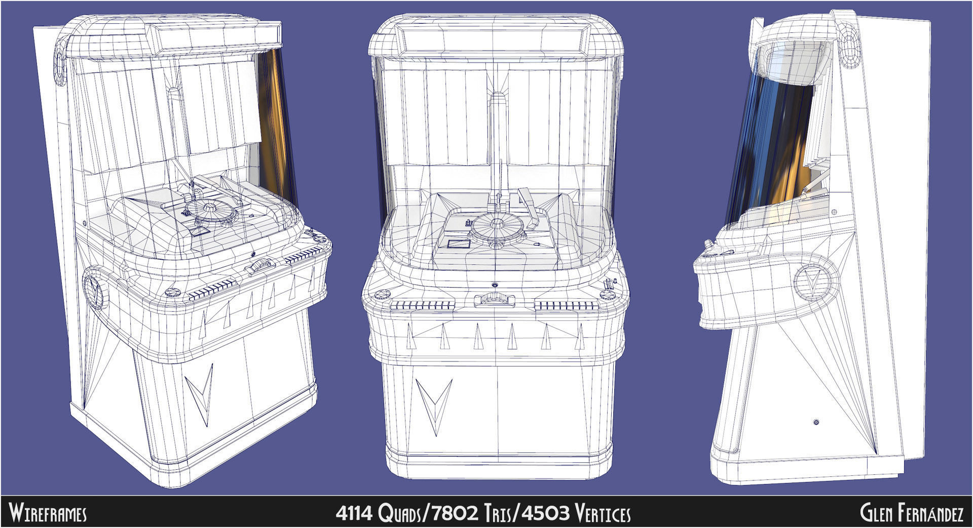 Antique vintage retro music Jukebox or Rockola Low-poly 3D model_8