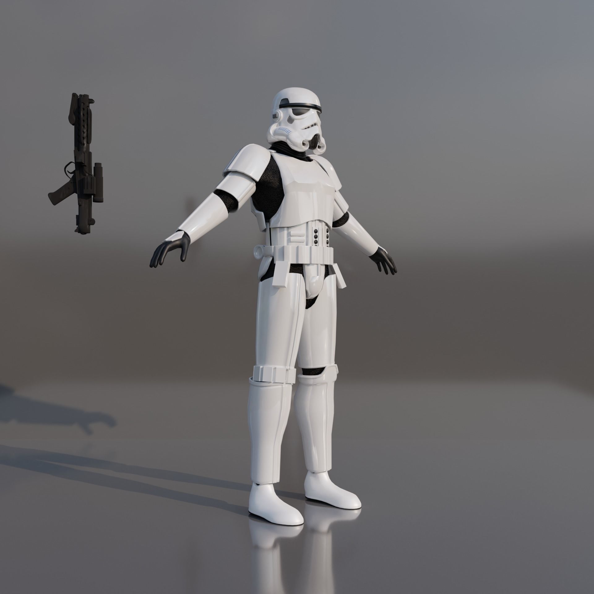 Stormtrooper star wars holding gun 3D model_1