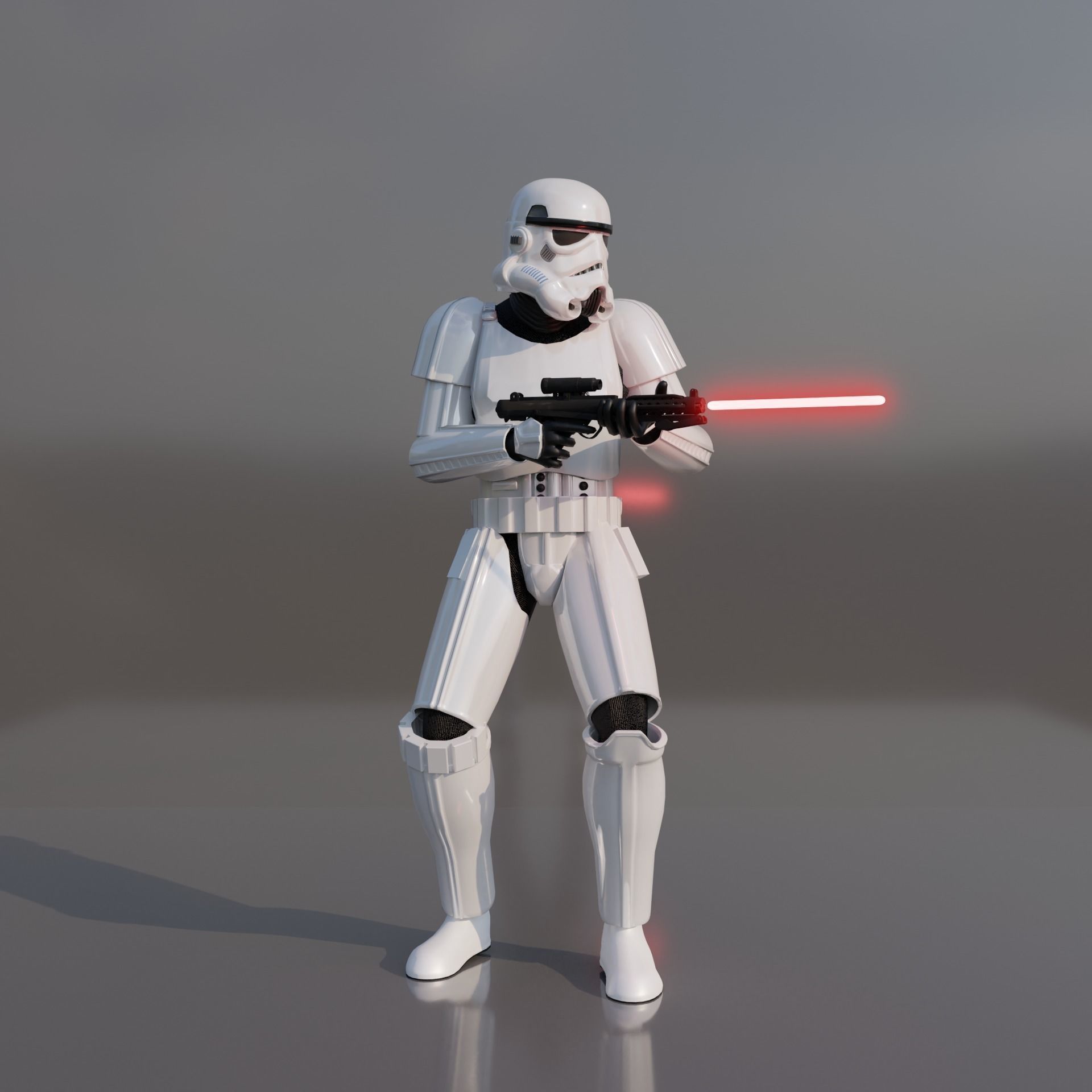 Stormtrooper star wars holding gun 3D model_11