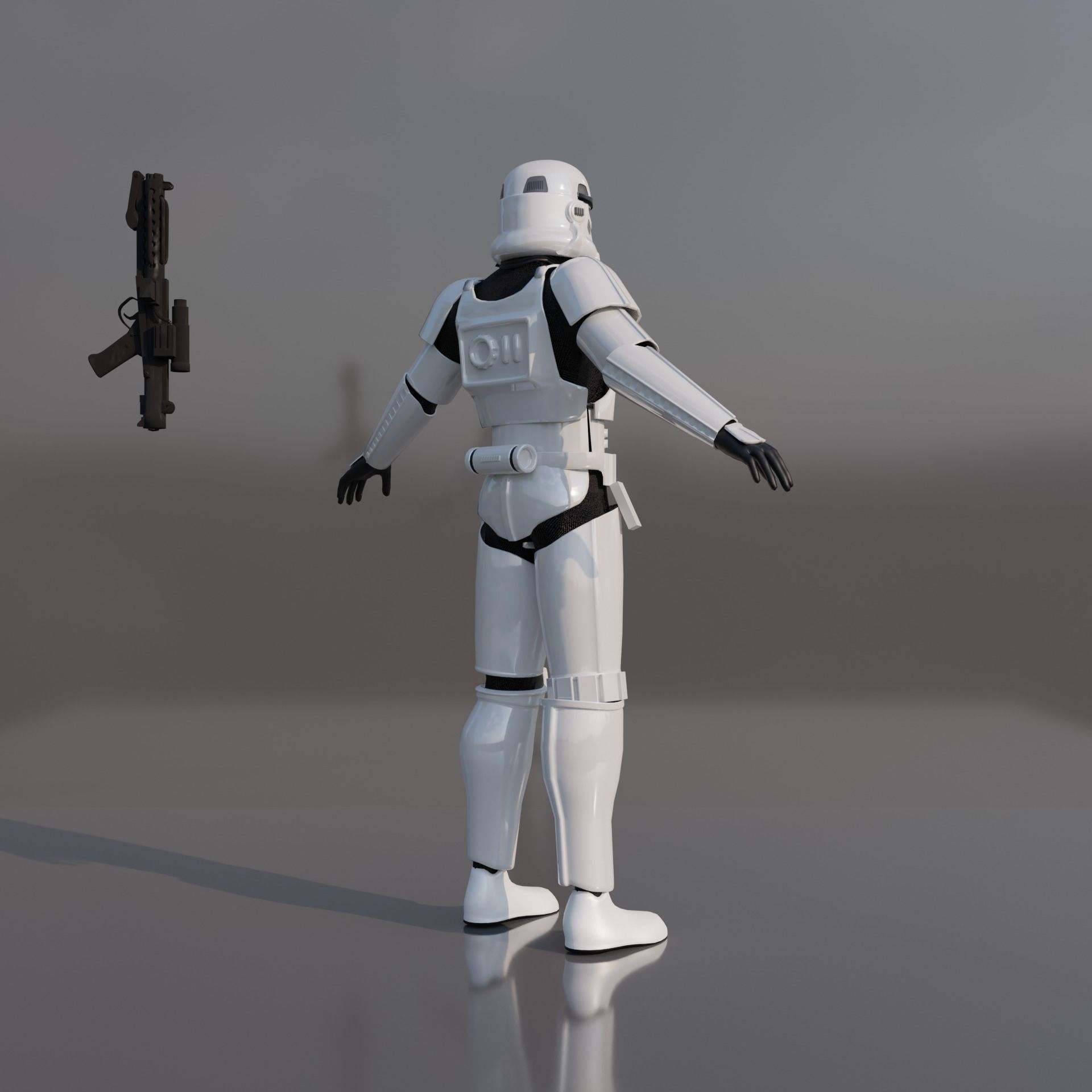 Stormtrooper star wars holding gun 3D model_3