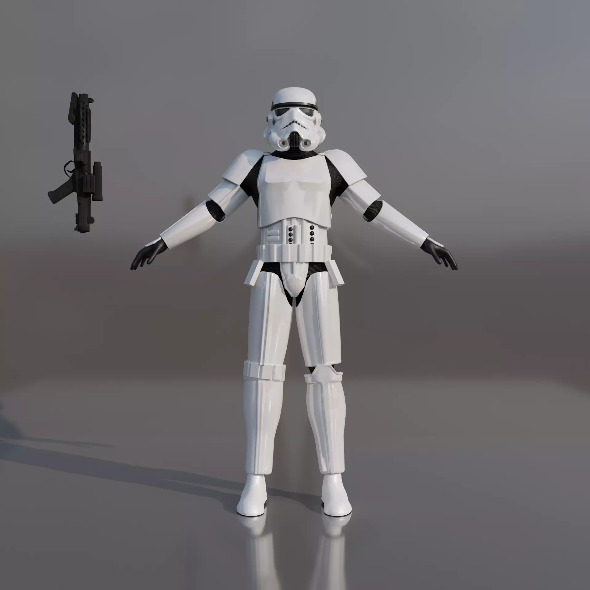Stormtrooper star wars holding gun 3D model_0