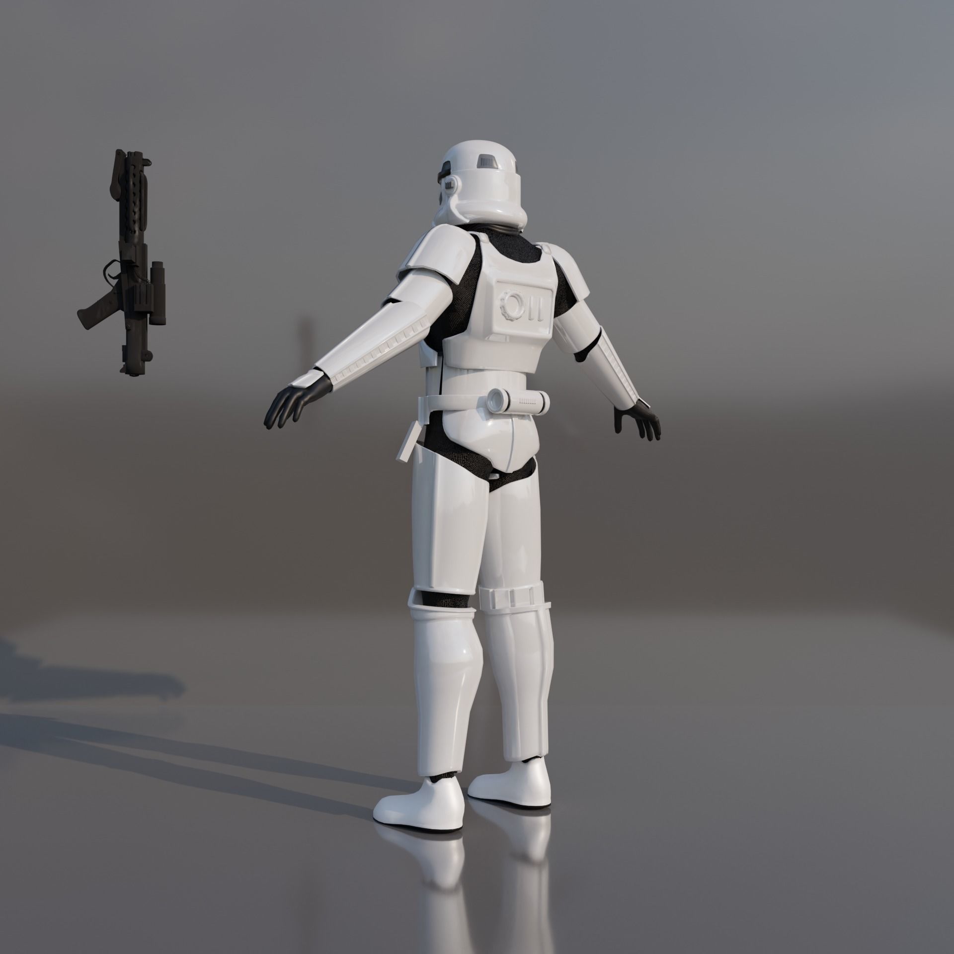 Stormtrooper star wars holding gun 3D model_5
