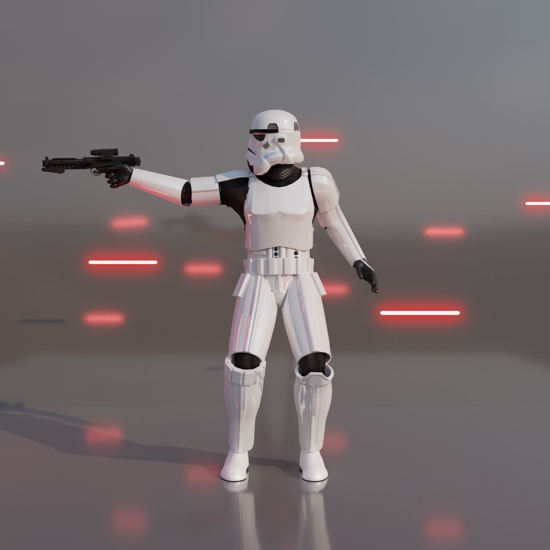 Stormtrooper star wars holding gun 3D model_12