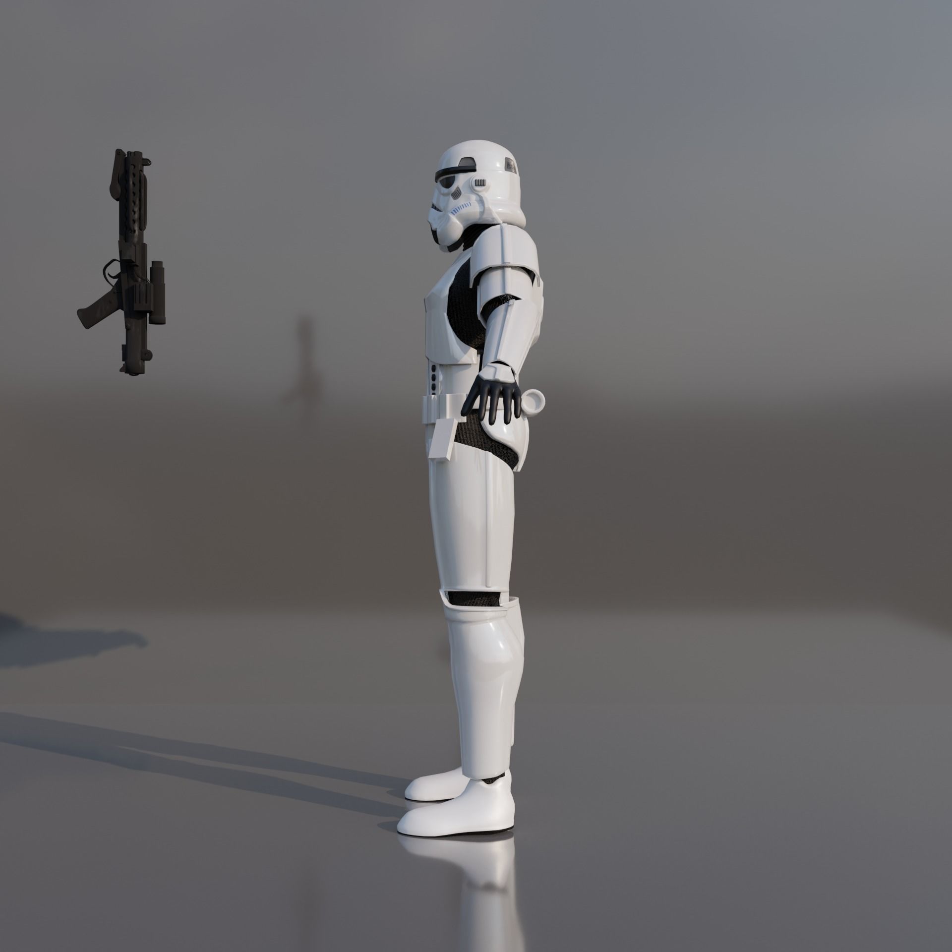 Stormtrooper star wars holding gun 3D model_6