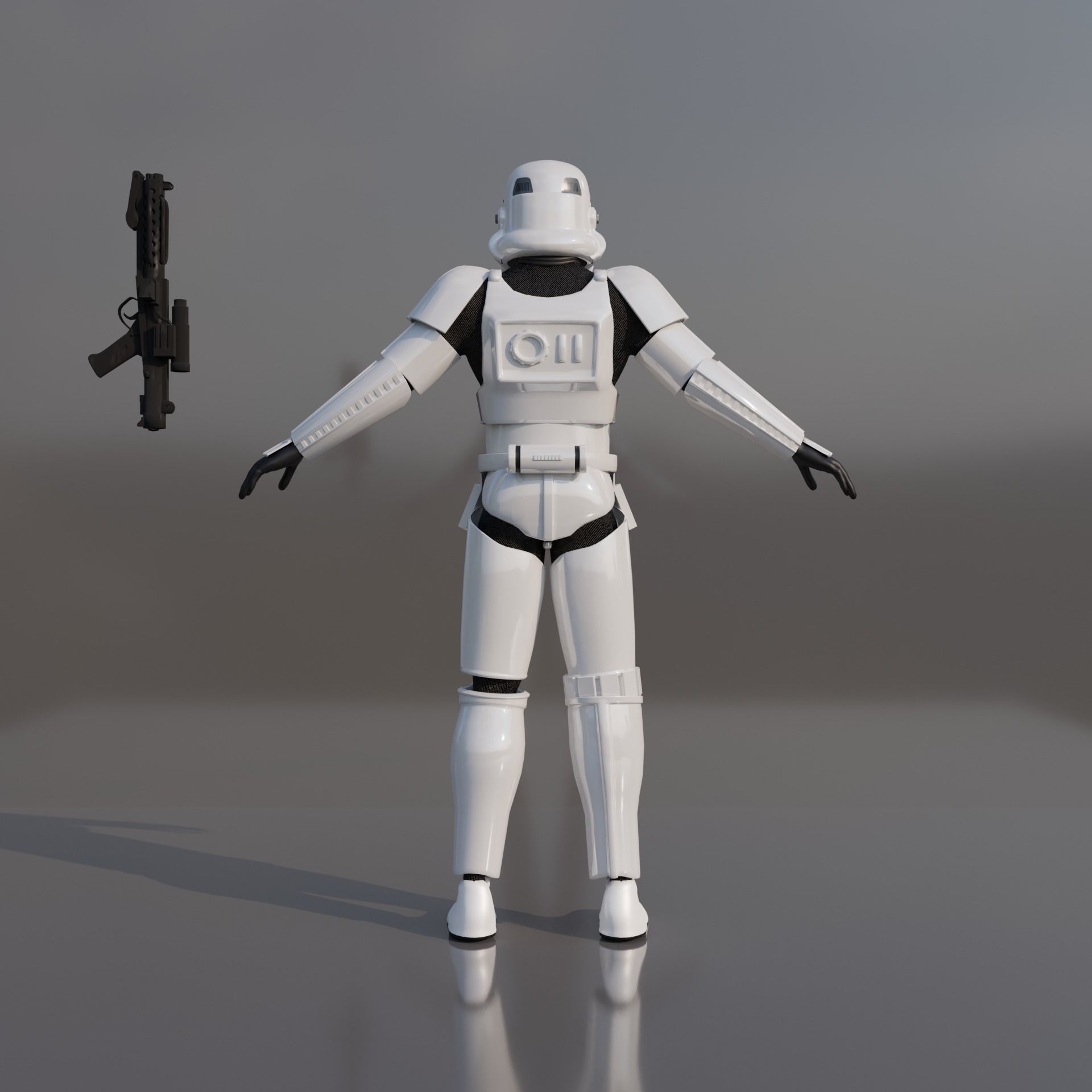 Stormtrooper star wars holding gun 3D model_4