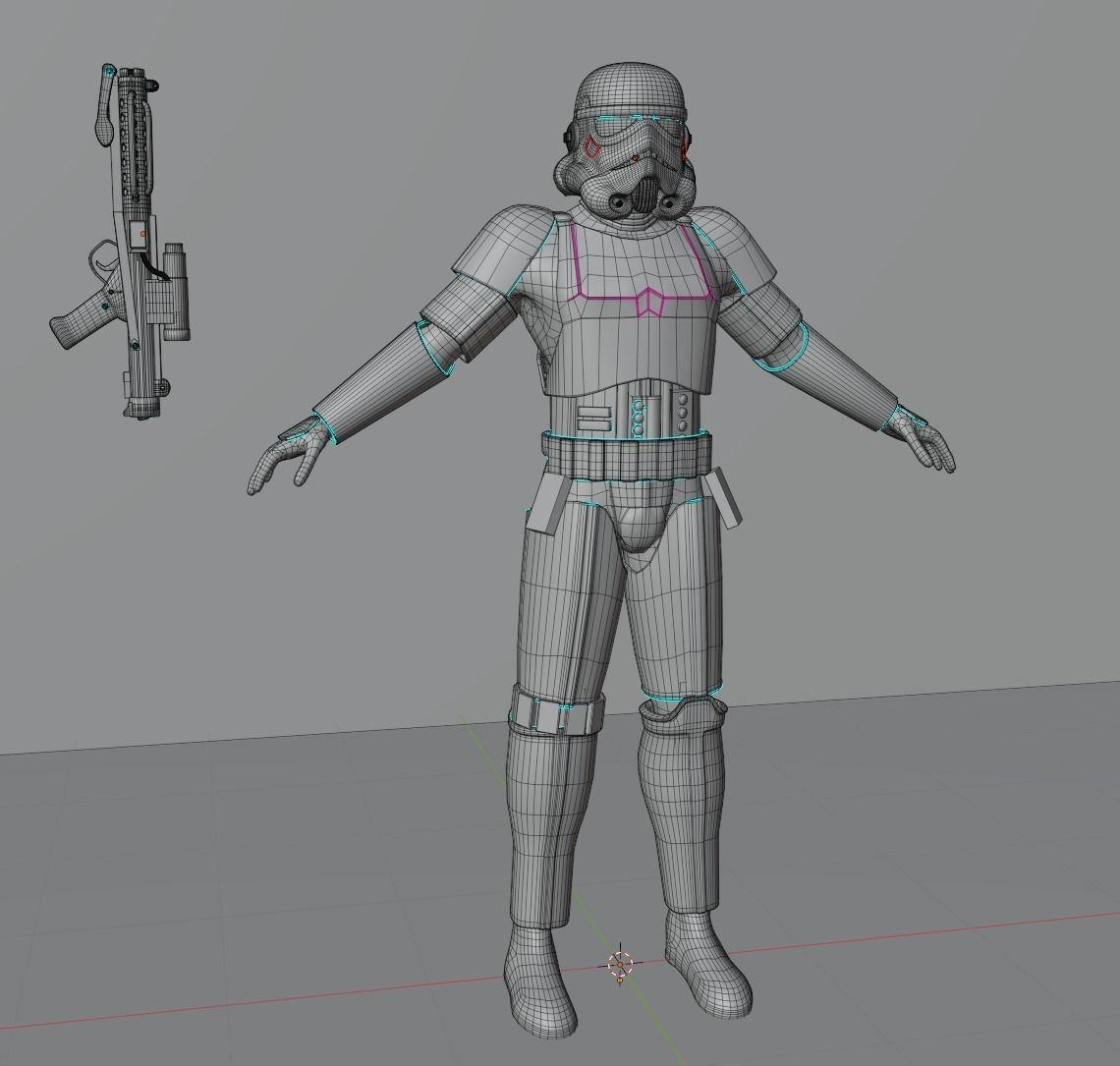 Stormtrooper star wars holding gun 3D model_15