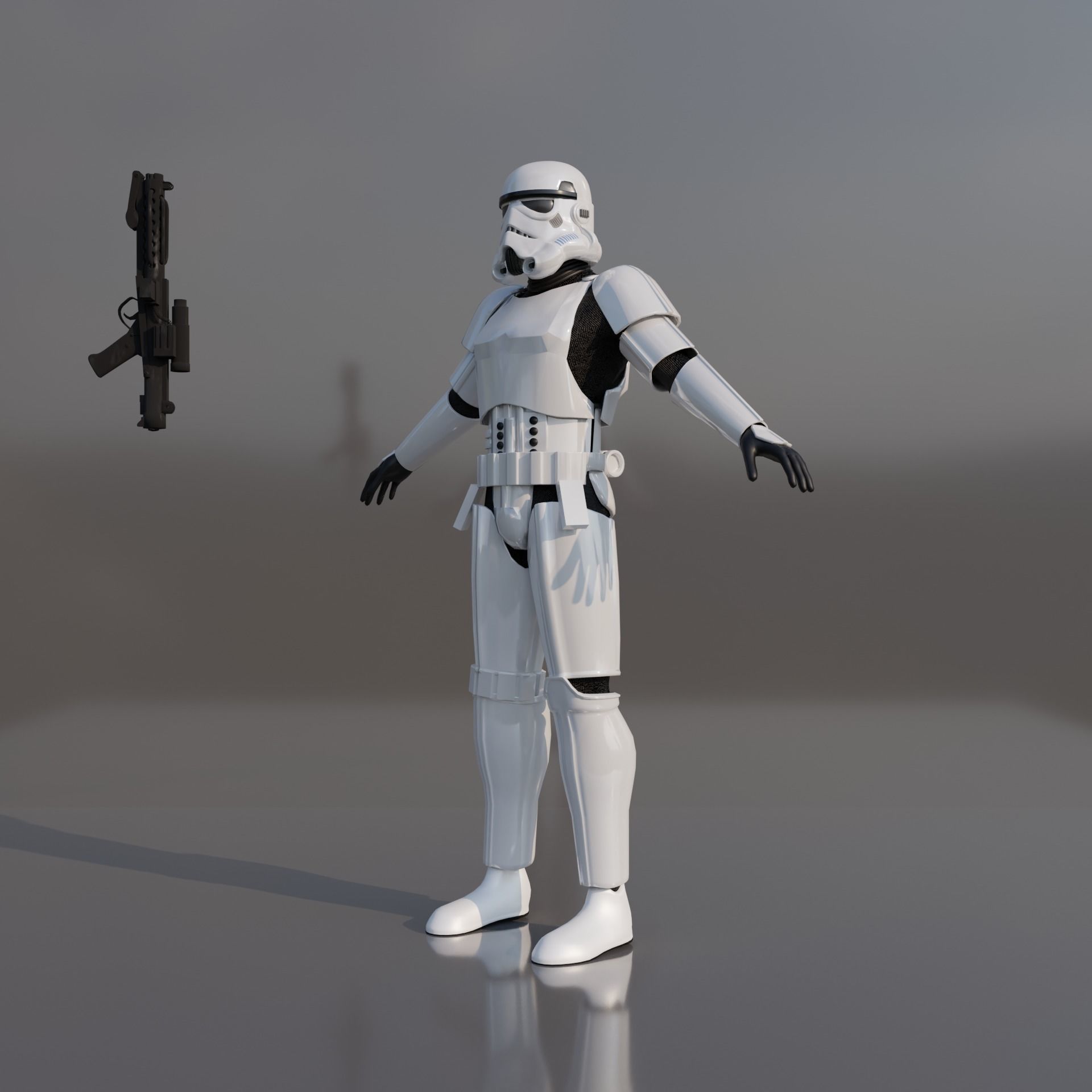 Stormtrooper star wars holding gun 3D model_7