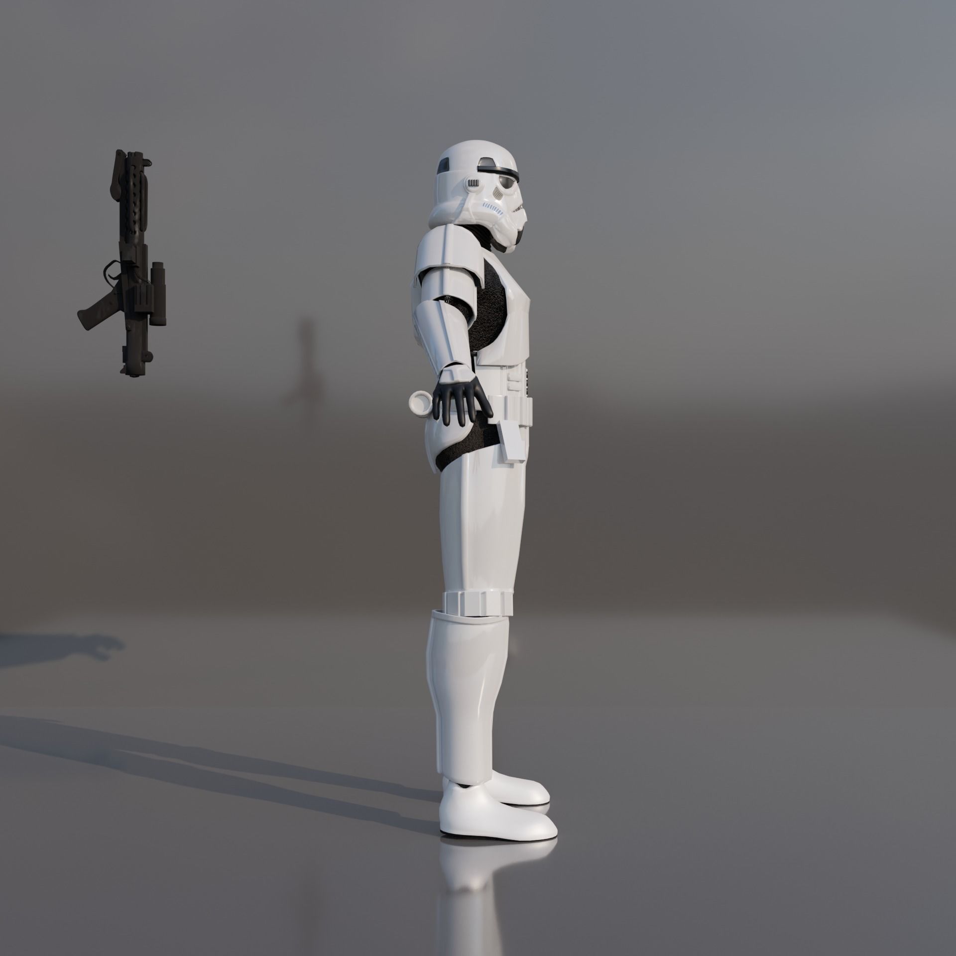Stormtrooper star wars holding gun 3D model_2