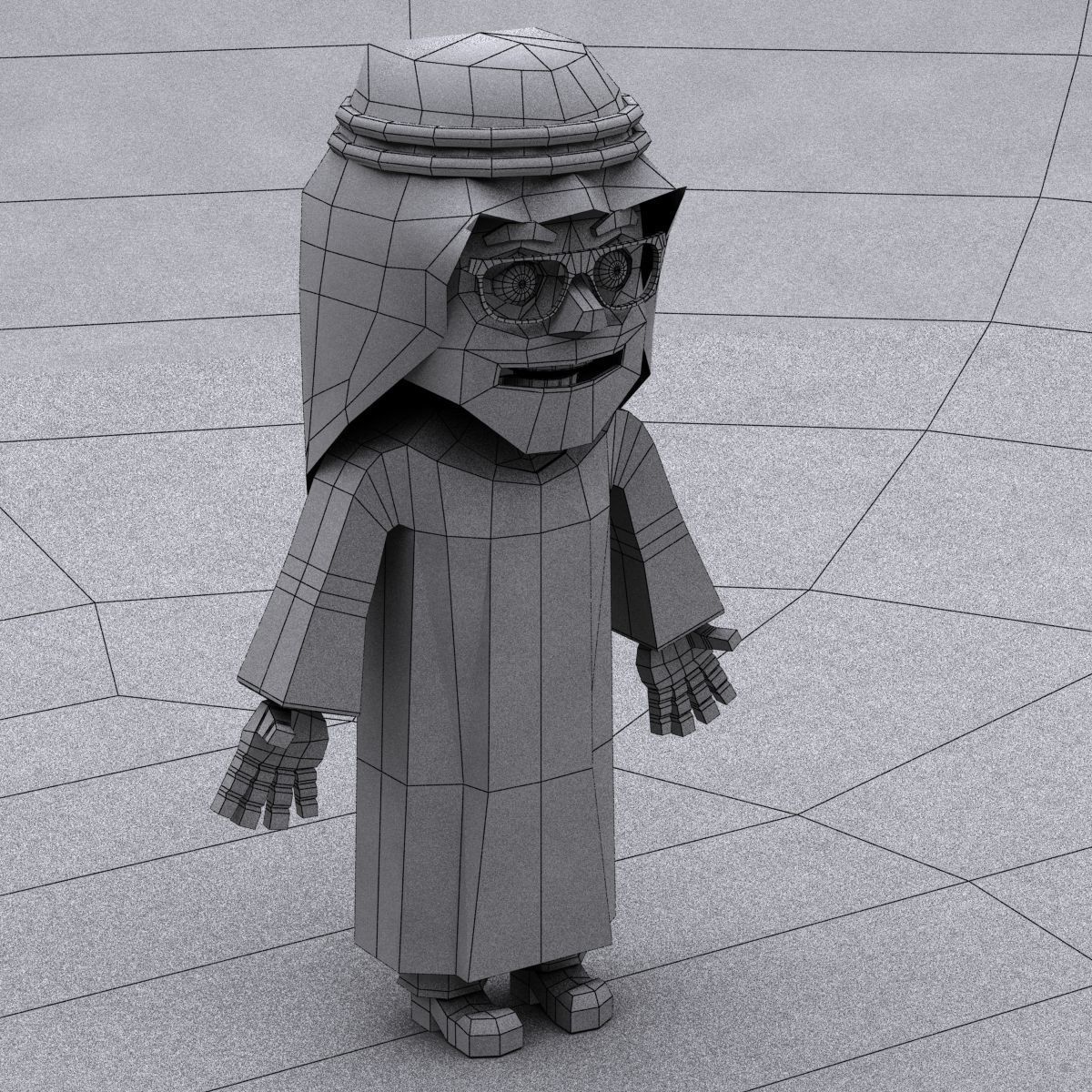Arab cartoon character Low-poly 3D model_17
