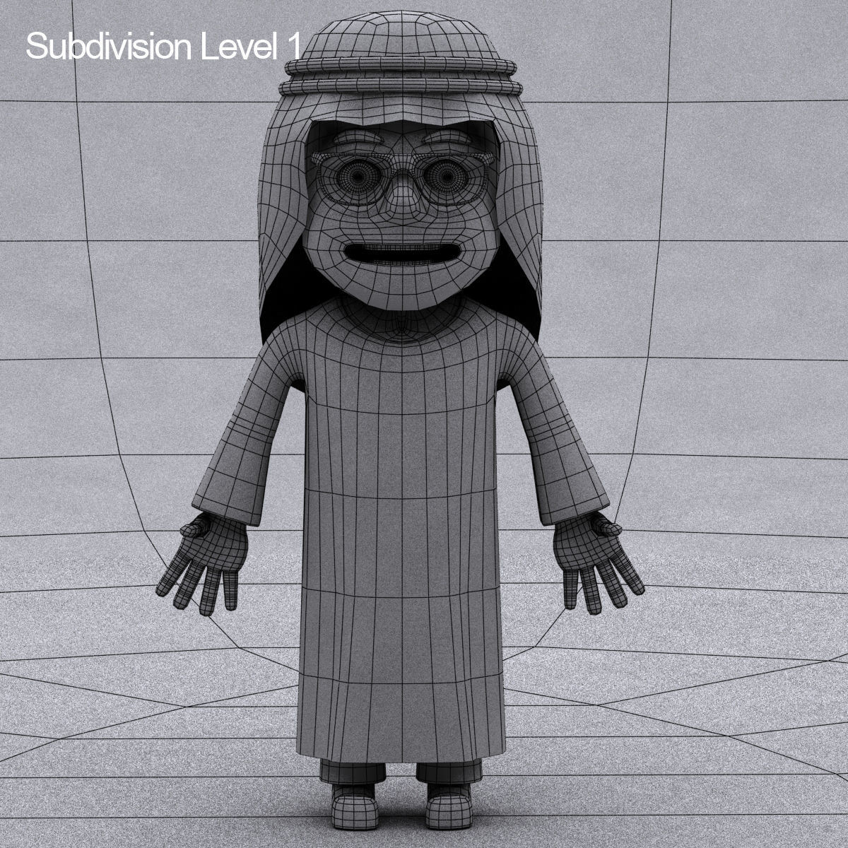 Arab cartoon character Low-poly 3D model_12