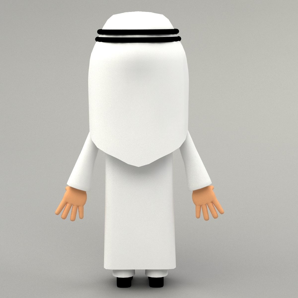 Arab cartoon character Low-poly 3D model_6