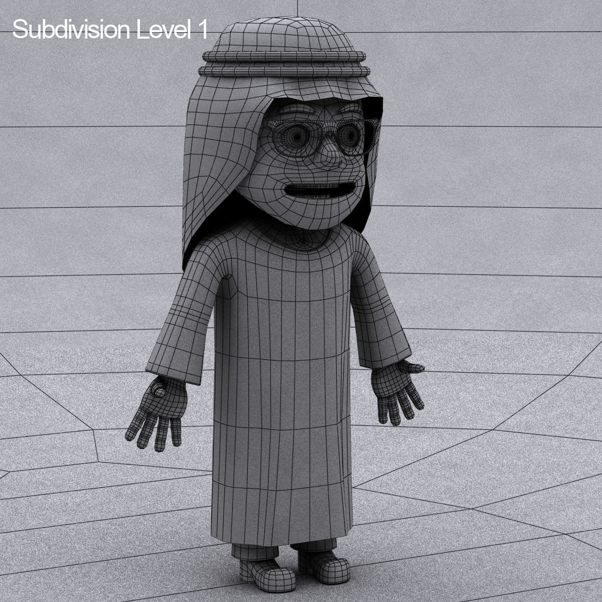 Arab cartoon character Low-poly 3D model_10