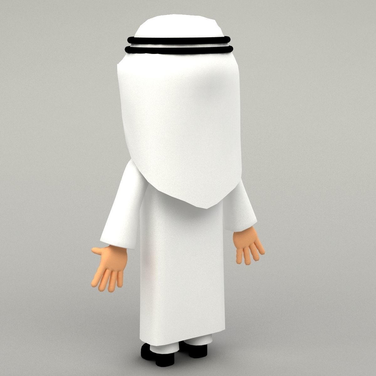 Arab cartoon character Low-poly 3D model_5