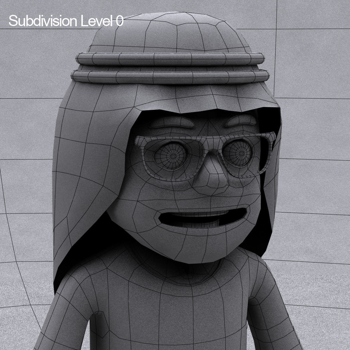 Arab cartoon character Low-poly 3D model_7