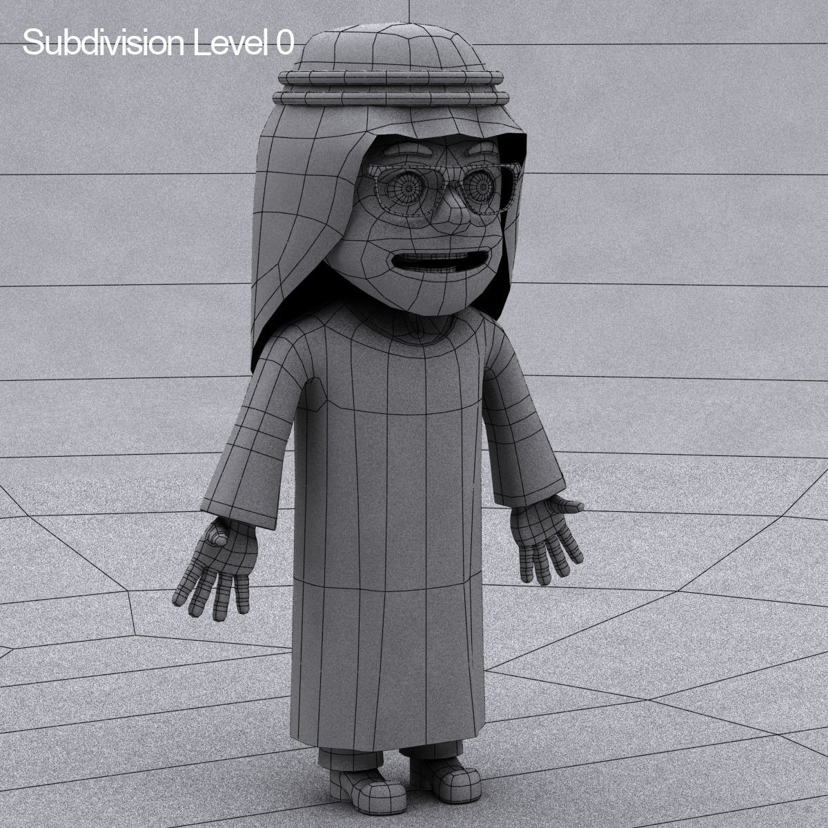 Arab cartoon character Low-poly 3D model_9