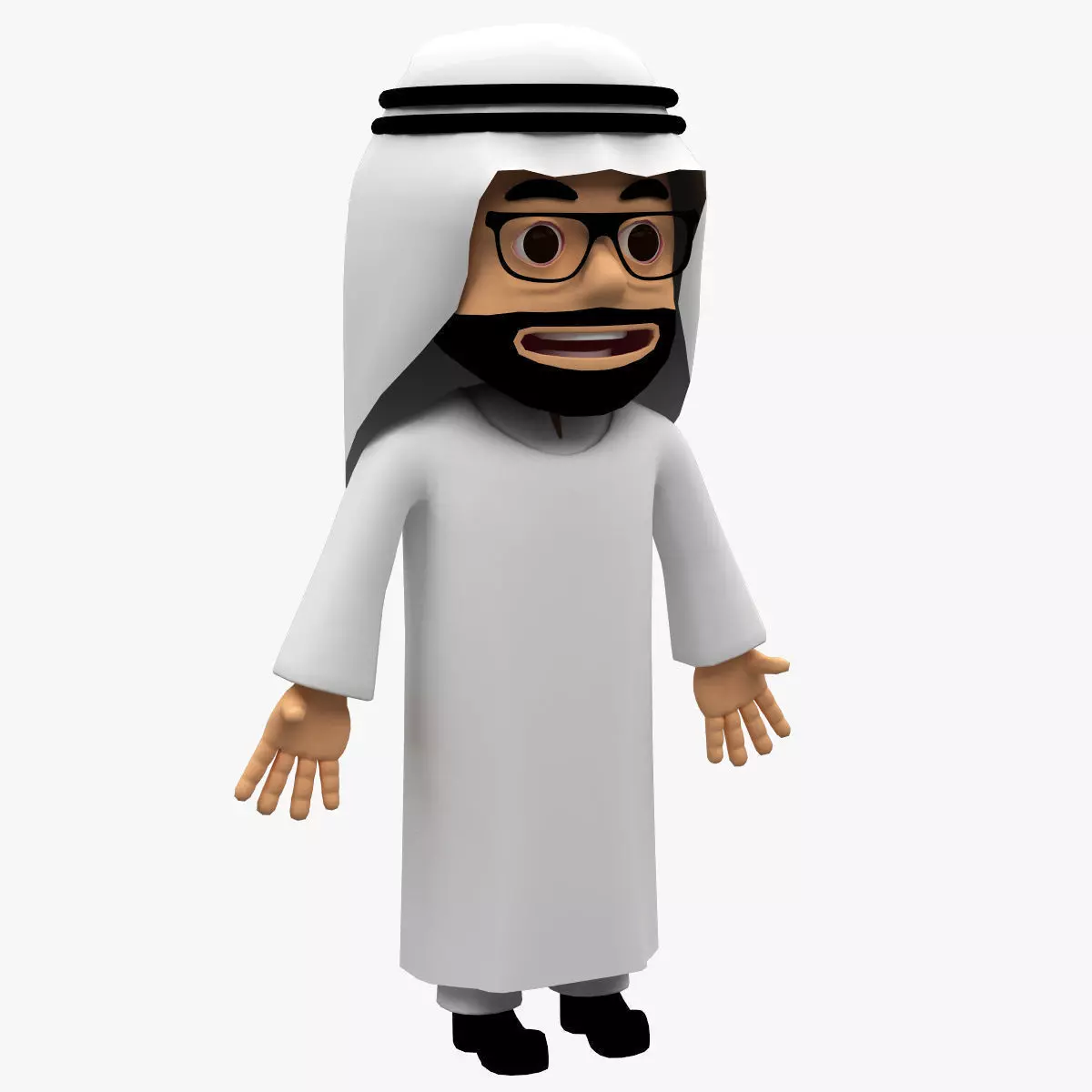 Arab cartoon character Low-poly 3D model_0