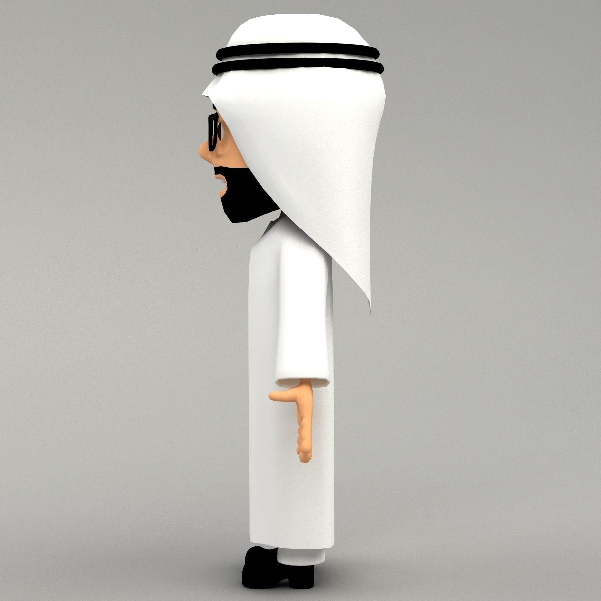Arab cartoon character Low-poly 3D model_4