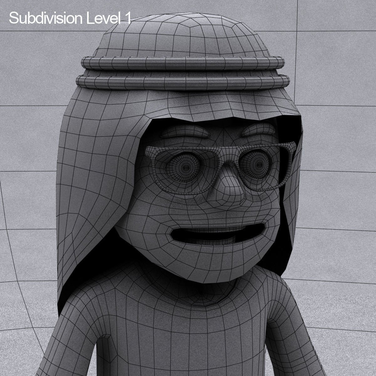 Arab cartoon character Low-poly 3D model_8