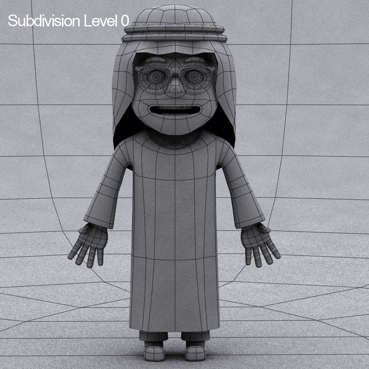 Arab cartoon character Low-poly 3D model_11
