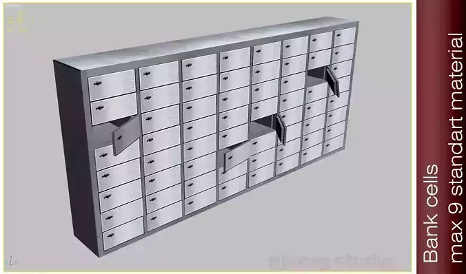 Bank Safe Deposit Boxes Low-poly 3D model