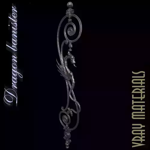 Dragon Motif Wrought Iron Stair Baluster